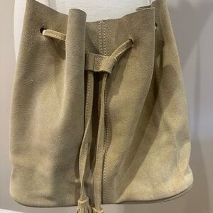 Cross Body Tan Suede Bucket Bag